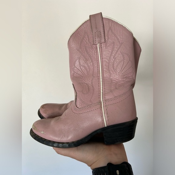 Masterson Boot Co. Pink Leather Youth Western Boots Size 13 - Picture 3 of 8